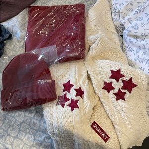 Taylor Swift Red Cardigan M/L, scarf, and toque